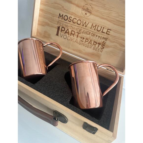 Moscow Mule 2 mugs 9 piece gift set with original box NWB coasters included - Picture 2 of 12